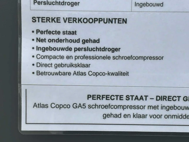 Atlas copco ga5 schroefcompressor - afbeelding 2 van  10