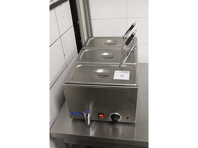 Au bain-marie maxima voorzien van drie gastronorm bakken met deksels. - afbeelding 2 van  3