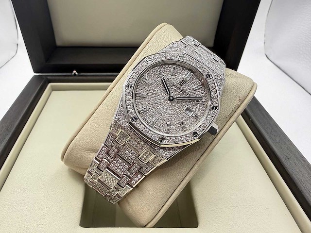 Audemars piquet royal oak lady "iced out" | diamonds - afbeelding 4 van  6