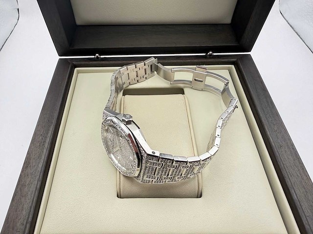 Audemars piquet royal oak lady | iced out diamonds - afbeelding 4 van  13