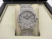 Audemars piquet royal oak lady | iced out diamonds - afbeelding 1 van  13