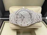 Audemars piquet royal oak lady | iced out diamonds - afbeelding 9 van  13