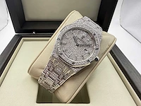 Audemars piquet royal oak lady | iced out diamonds - afbeelding 8 van  13