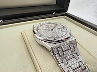Audemars piquet royal oak lady | iced out diamonds - afbeelding 12 van  13