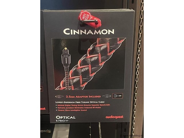 Audioquest toslink glasvezel optische kabel + mini-adapter, 0,75mtr - afbeelding 1 van  2