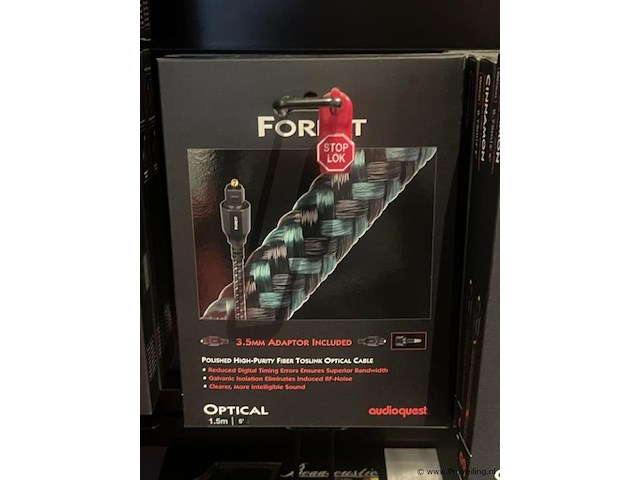 Audioquest toslink glasvezel optische kabel + mini-adapter, 0,75mtr - afbeelding 1 van  2