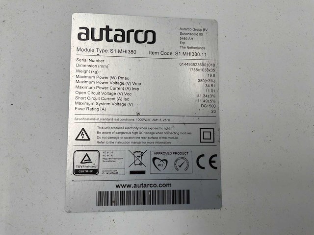 Autarco s1.mhi380 zonnepaneel (11x) - afbeelding 6 van  6