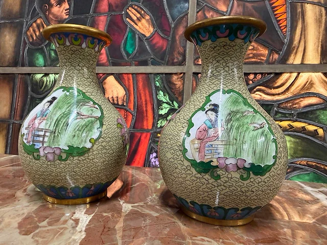 Authentiek cloisonne vaas - afbeelding 2 van  3