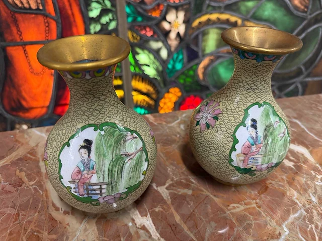 Authentiek cloisonne vaas - afbeelding 3 van  3