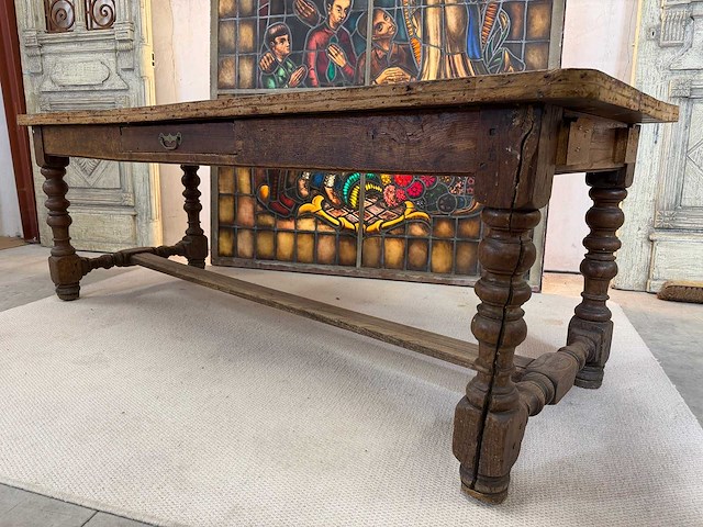 Authentieke franse eetkamertafel; 1856+-; - afbeelding 2 van  3