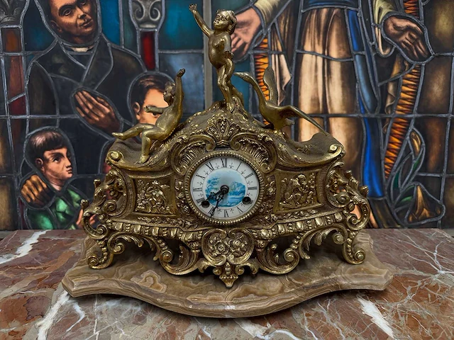 Authentieke rococo pendule klok - afbeelding 2 van  3