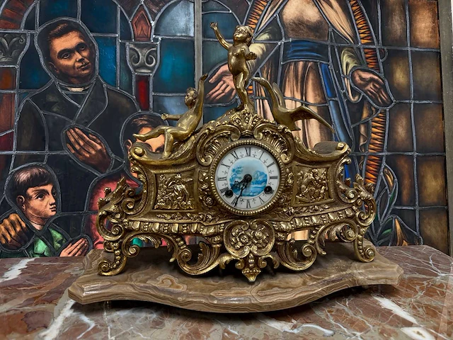Authentieke rococo pendule klok - afbeelding 3 van  3