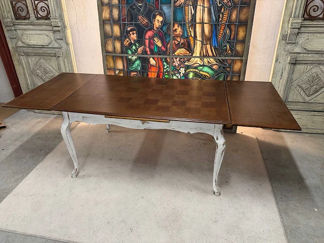 Authentieke uitschuifbare eetkamer tafel - afbeelding 3 van  5