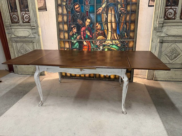 Authentieke uitschuifbare eetkamer tafel - afbeelding 4 van  5