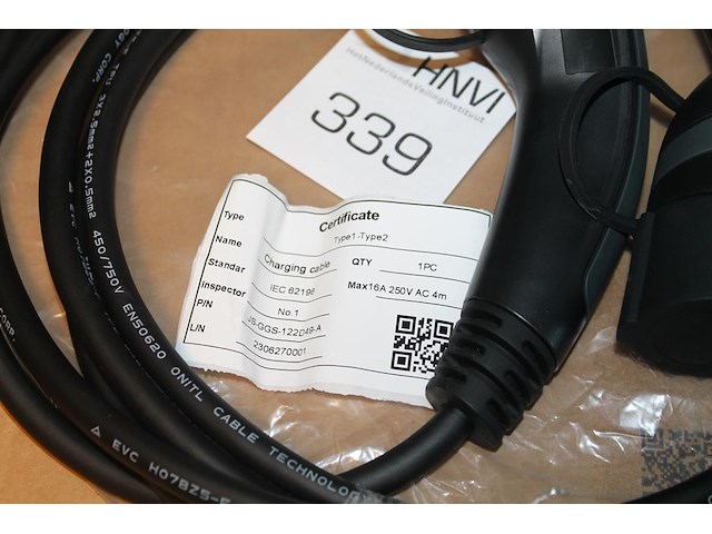 Autolaadkabel / koppelkabel type 1 - type 2. 4m 3x2,5 mm2. - afbeelding 2 van  3