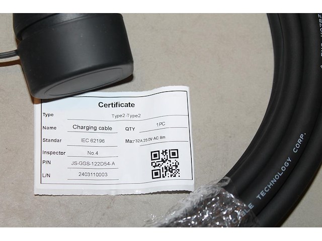 Autolaadkabel / koppelkabel type 2. 8m 3x6mm2. - afbeelding 3 van  3