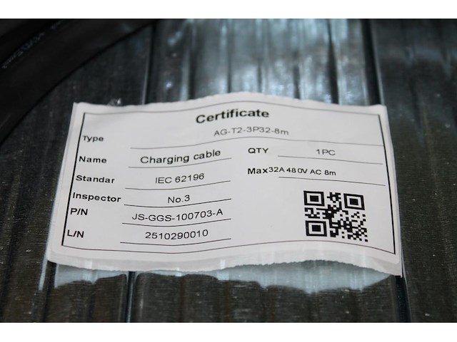 Autolaadkabel / koppelkabel type 2. 8m 5x6 mm2. - afbeelding 2 van  2