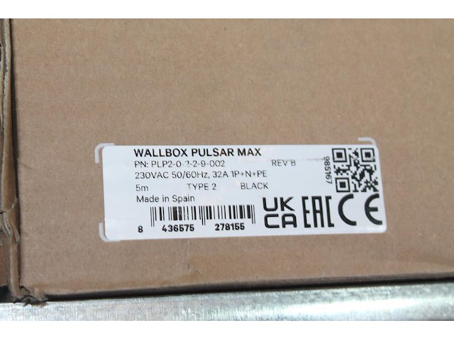 Autolader wallbox 2 black pulsar max met 5m laadkabel. nieuw in doos. - afbeelding 2 van  3
