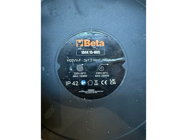 Automatische elektrische kabelhaspel, beta, 1844 15-h05, zwart/oranje, type 1844 15-h05 | 230 v | ip42 | wandmontage - afbeelding 3 van  3