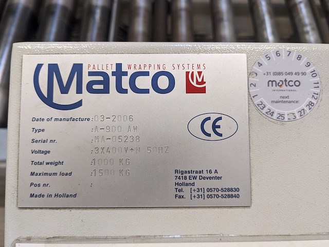 Automatische foliewikkelaar, matco, a-900-aw, geel / blauw, 2006 - afbeelding 5 van  20