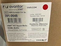 Avantor vwr pet 391-0648 vierkante fles met schroefdop 500ml - afbeelding 3 van  4