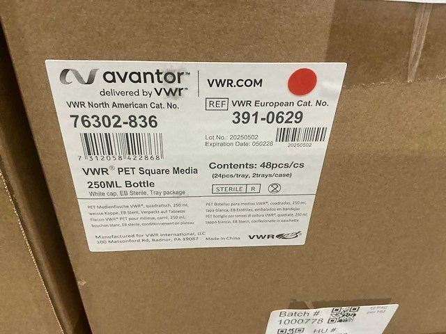 Avantor vwr pet 76302-836 vierkante fles met schroefdop 250ml - afbeelding 3 van  4