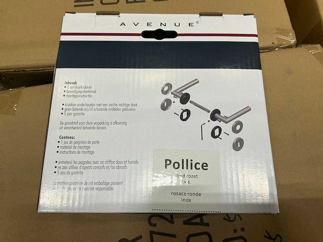 Avenue pollice rond rozet rvs deurkruk set (32x) - afbeelding 3 van  5