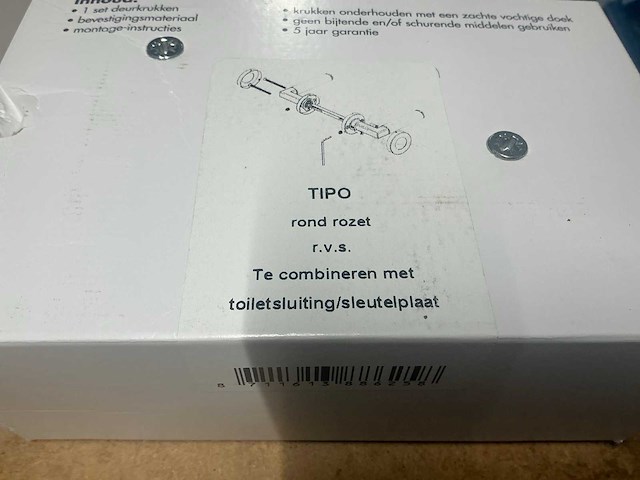 Avenue tipo deurkruk rond rozet rvs (2x) - afbeelding 3 van  4