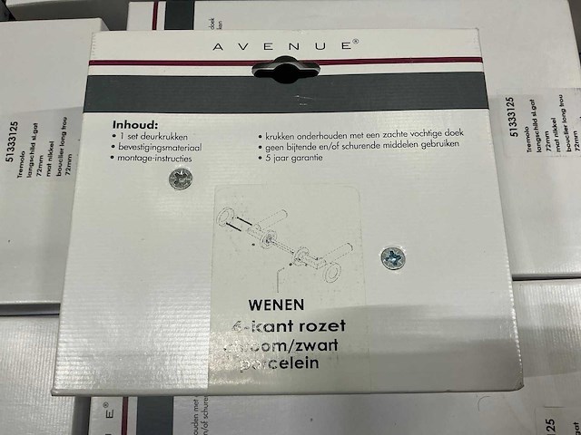 Avenue wenen 4-kant rozet deurkruk set (168x) - afbeelding 3 van  6