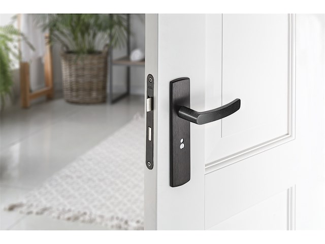 Axa deurkrukset curve klik blindschild met wc/badkamersluiting zwart - afbeelding 2 van  4