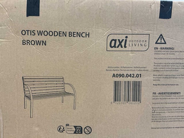 Axi otis houten tuinbank met matzwart stalen frame - afbeelding 5 van  5