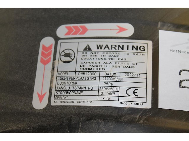 Axiaalventilator dryfast 11700 m3/h. - afbeelding 2 van  2