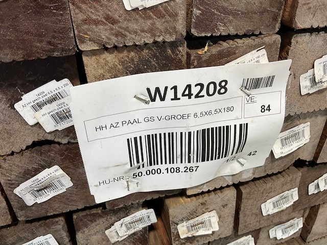 Azobé fas hardhouten paal geschaafd gepunt 180x6,5x6,5 cm (84x) - afbeelding 6 van  7