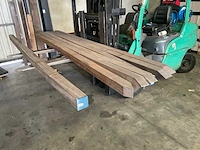 Azobé hardhouten tuinpaal gepunt - 300x8,5x8,5 cm (7x)