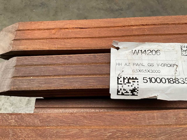 Azobé hardhouten tuinpaal gepunt 270x6,5x6,5 cm (20x) - afbeelding 2 van  10