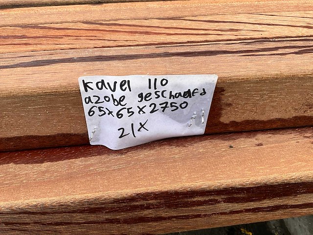 Azobé palen geschaafd 2750x65x65 mm (21x) - afbeelding 4 van  4