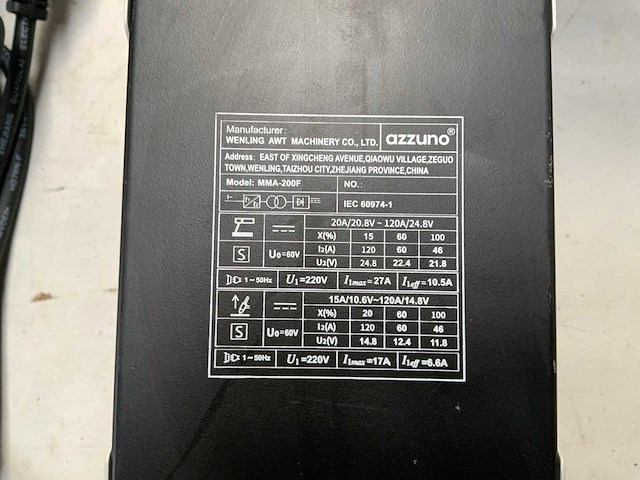 Azzuno mma-200f elektrode lasapparaat - afbeelding 3 van  3
