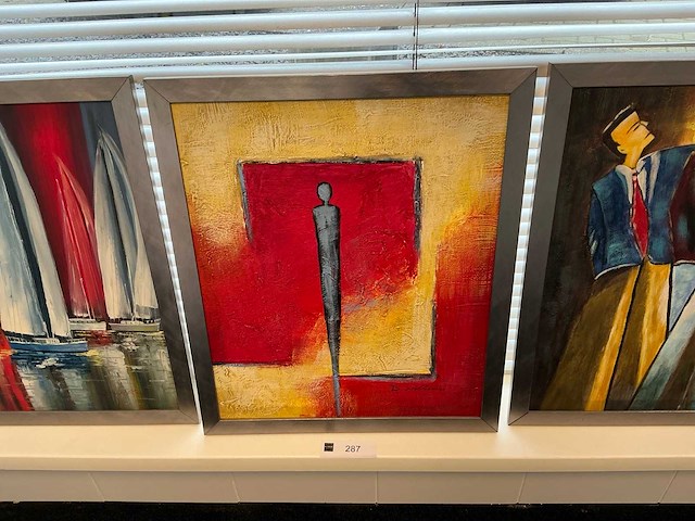 B williams schilderij olieverf op canvas (3x) - afbeelding 4 van  9