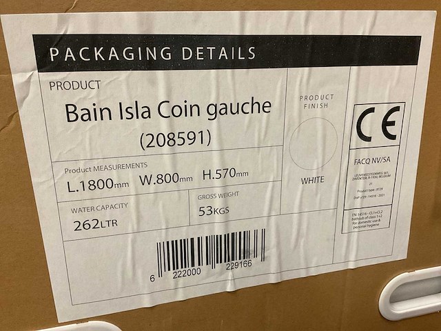 Back to wall bad isla (links) - 180x80cm - ligbad - afbeelding 2 van  2