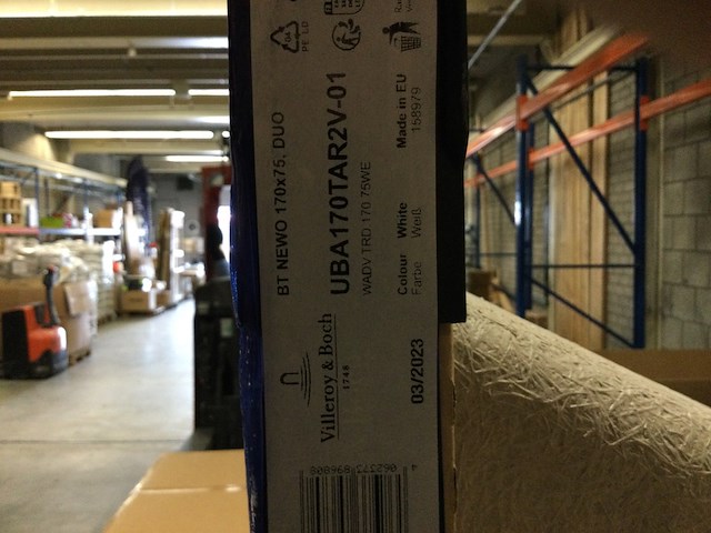 Bad 170x75 cm villeroy & boch, newo, wit alpine - afbeelding 4 van  5