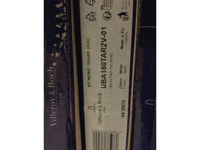 Bad 180x80 cm villeroy & boch, newo, wit alpine - afbeelding 3 van  3