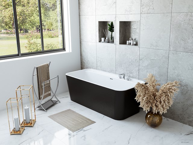 Bad monoblock / vrijstaand, allibert, kalora, zwart mat - afbeelding 3 van  5