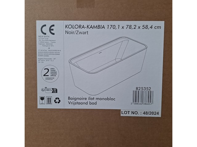 Bad monoblock / vrijstaand, allibert, kalora , zwart mat - afbeelding 4 van  5