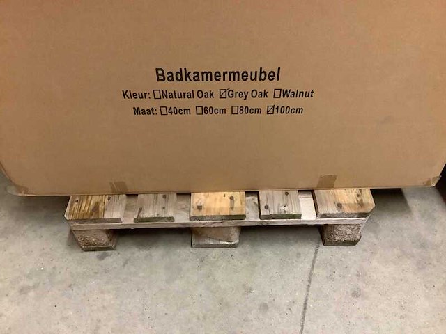 Badkamermeubel 100 cm + wastafel, karo, grey oak - afbeelding 3 van  3