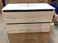 Badkamermeubel 100 cm + wastafel karo, natural oak - afbeelding 2 van  3