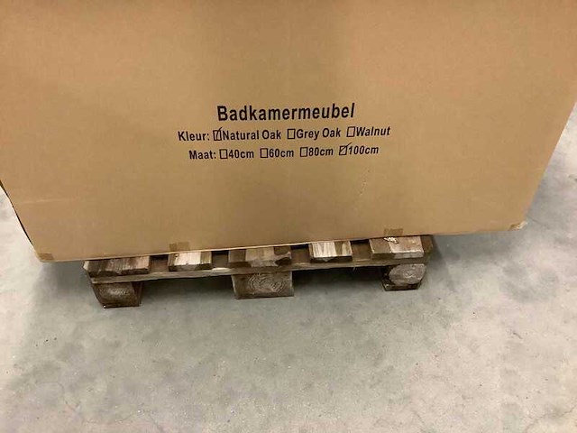 Badkamermeubel 100 cm + wastafel karo, natural oak - afbeelding 3 van  3