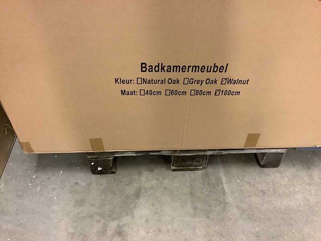 Badkamermeubel 100 cm + wastafel, karo, walnut - afbeelding 3 van  3