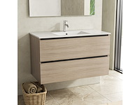 Badkamermeubel 100 cm + wastafel karo, walnut