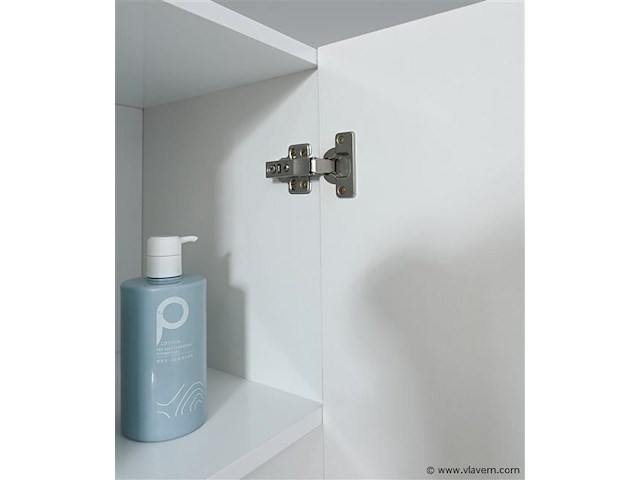 Badkamermeubel 120 cm - hoogglans wit + witte dubbele wasbak - incl. kranen - afbeelding 7 van  9