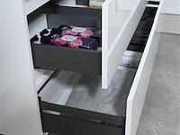 Badkamermeubel 120 cm - hoogglans wit + witte dubbele wasbak - incl. kranen - afbeelding 8 van  9
